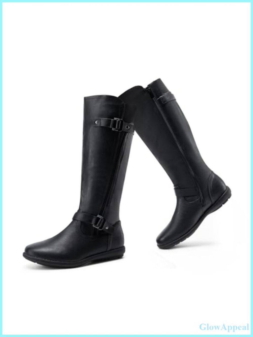 Wide Calf Flat Knee High Boots Faux Fur Lined Side Zip Winter Tall Boots
